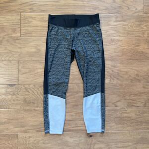 Under Armour Legging L Black Gray UA HeatGear Jacquard Ankle Crop Compression